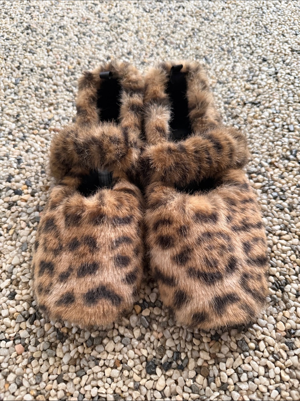 Leopard Print Faux Fur Slip-On Mary Jane Shoes